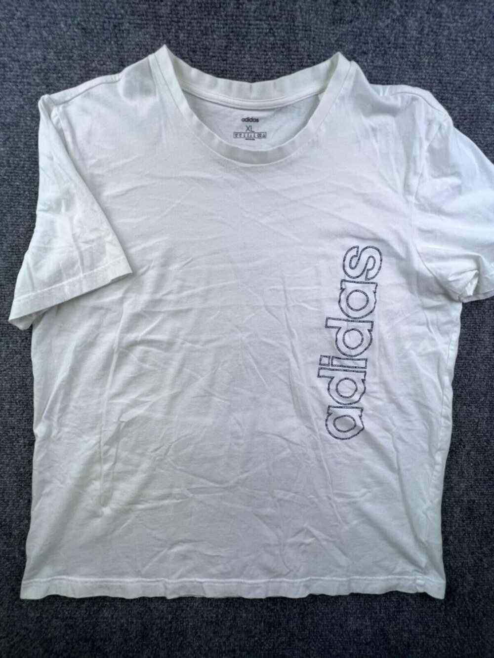 Adidas Short Sleeve T Shirt White XL w Big Logo Cotton Adult Men’s Casual